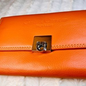 Candace Christian Napa Valley Orange Leather Wallet LIKE NEW